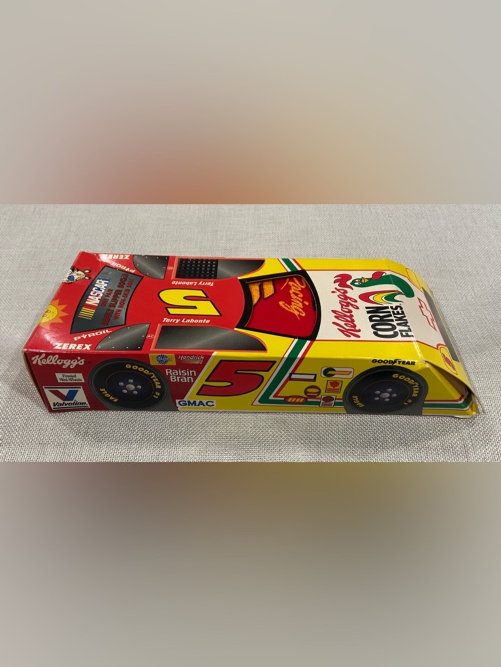 Vintage 1995 NASCAR “Terry LaBonte” Kellogg’s Racing Car Box Adult Slipper Socks